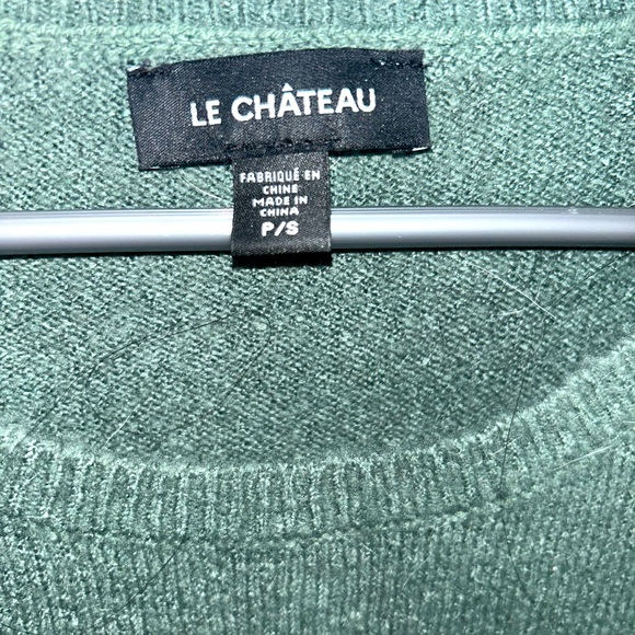 Le Chateau Green Sweater with Side Stitching - Picture 3 of 3